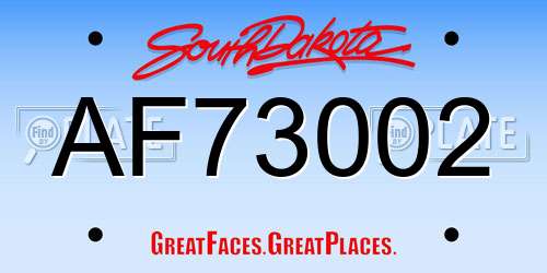 AF73002 South Dakota License Plate