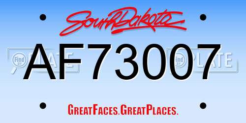 AF73007 South Dakota License Plate