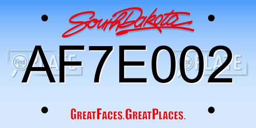 AF7E002 South Dakota License Plate