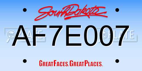AF7E007 South Dakota License Plate