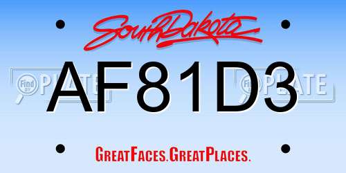 AF81D3 South Dakota License Plate