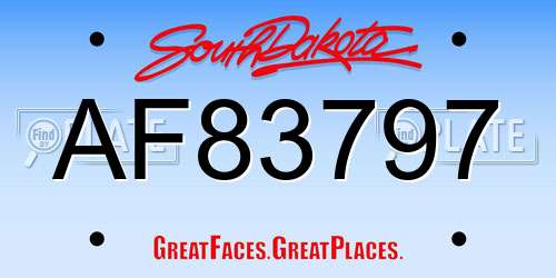 AF83797 South Dakota License Plate