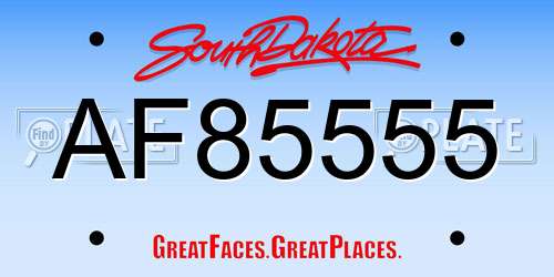 AF85555 South Dakota License Plate