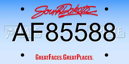 AF85588 South Dakota License Plate