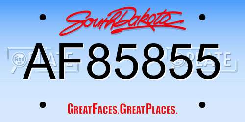 AF85855 South Dakota License Plate