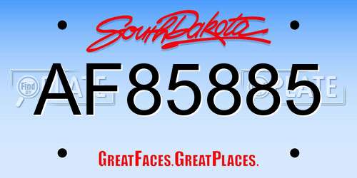AF85885 South Dakota License Plate