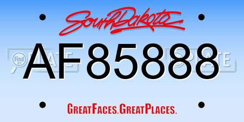 AF85888 South Dakota License Plate