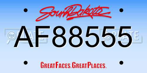 AF88555 South Dakota License Plate