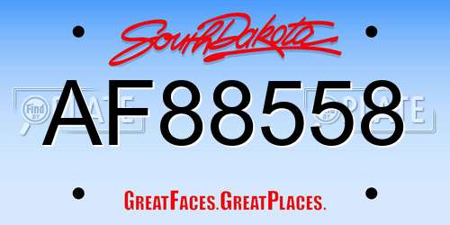 AF88558 South Dakota License Plate