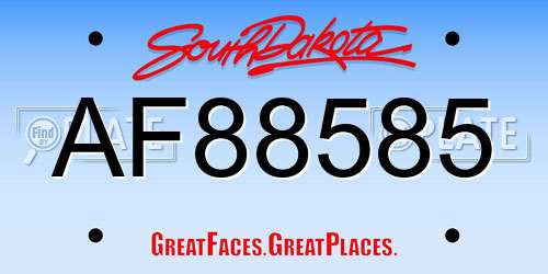 AF88585 South Dakota License Plate
