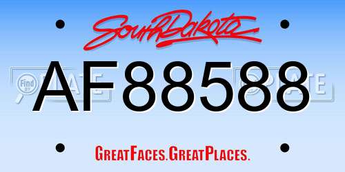 AF88588 South Dakota License Plate
