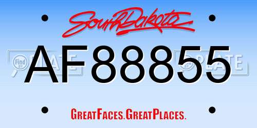 AF88855 South Dakota License Plate