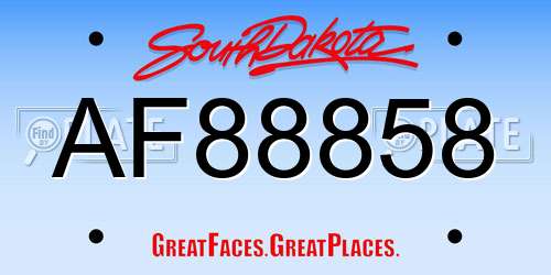 AF88858 South Dakota License Plate