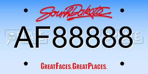 AF88888 South Dakota License Plate