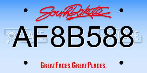 AF8B588 South Dakota License Plate