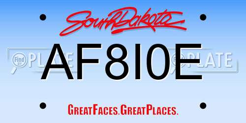 AF8I0E South Dakota License Plate