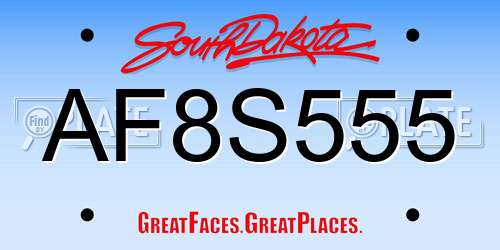 AF8S555 South Dakota License Plate