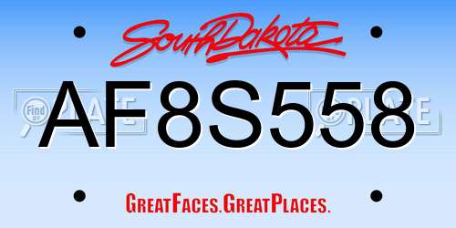 AF8S558 South Dakota License Plate