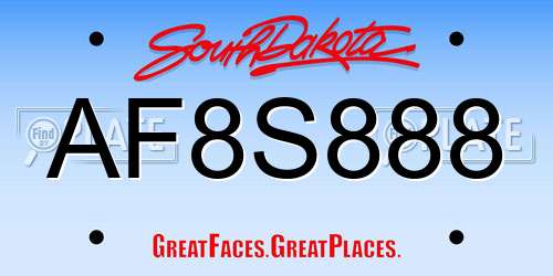 AF8S888 South Dakota License Plate
