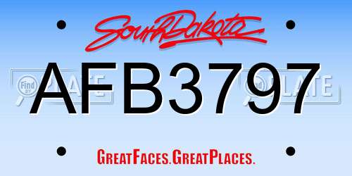 AFB3797 South Dakota License Plate