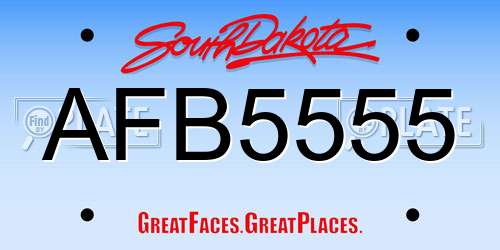 AFB5555 South Dakota License Plate