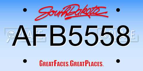 AFB5558 South Dakota License Plate