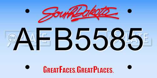 AFB5585 South Dakota License Plate