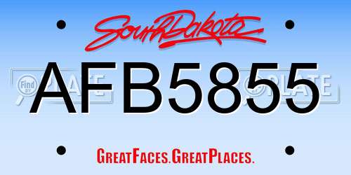 AFB5855 South Dakota License Plate