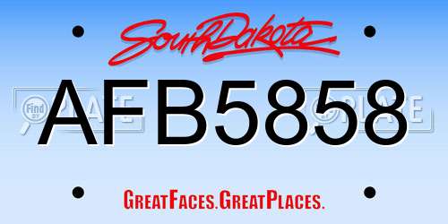 AFB5858 South Dakota License Plate