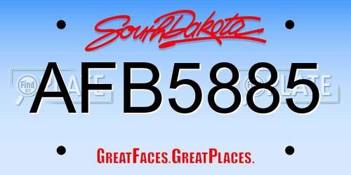 AFB5885 South Dakota License Plate
