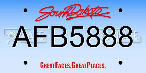 AFB5888 South Dakota License Plate
