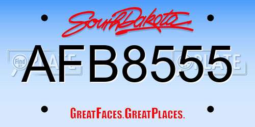 AFB8555 South Dakota License Plate