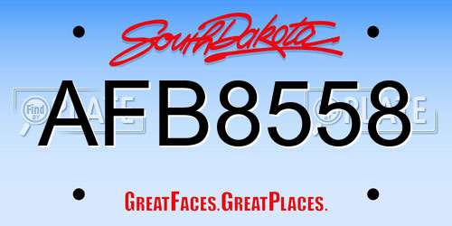 AFB8558 South Dakota License Plate
