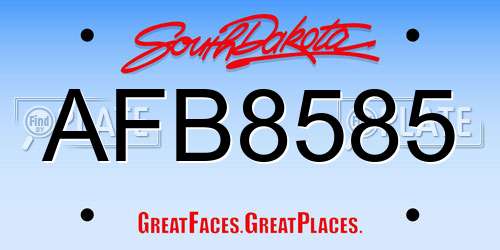 AFB8585 South Dakota License Plate