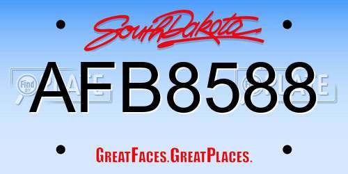 AFB8588 South Dakota License Plate