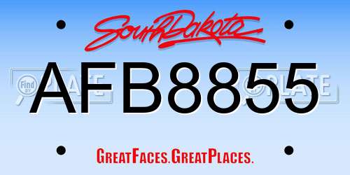 AFB8855 South Dakota License Plate