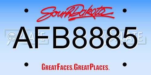 AFB8885 South Dakota License Plate