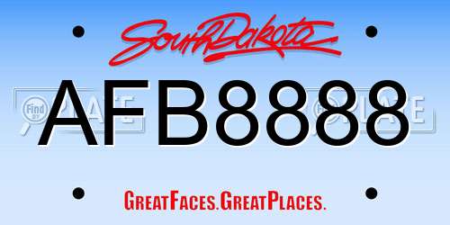AFB8888 South Dakota License Plate