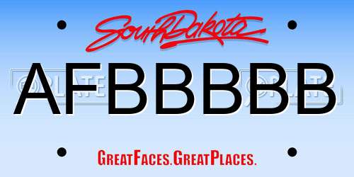 AFBBBBB South Dakota License Plate