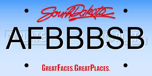 AFBBBSB South Dakota License Plate