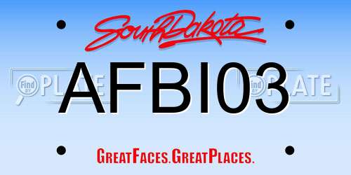AFBI03 South Dakota License Plate