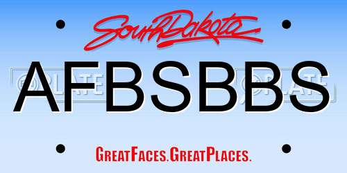 AFBSBBS South Dakota License Plate
