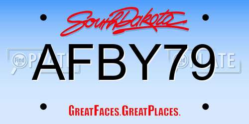 AFBY79 South Dakota License Plate