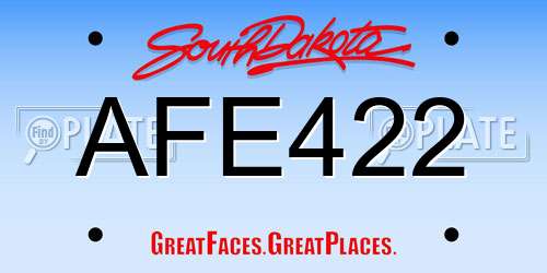 AFE422 South Dakota License Plate