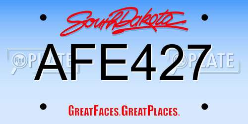 AFE427 South Dakota License Plate