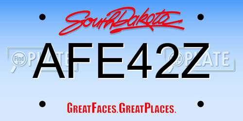 AFE42Z South Dakota License Plate