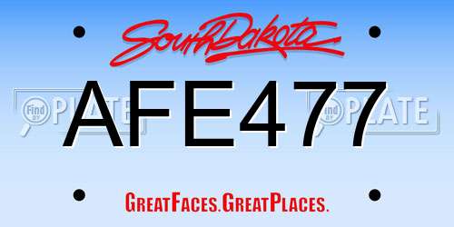 AFE477 South Dakota License Plate