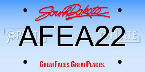AFEA22 South Dakota License Plate