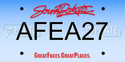 AFEA27 South Dakota License Plate