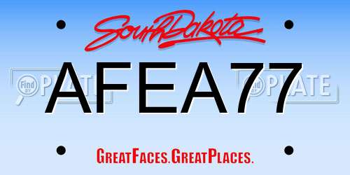 AFEA77 South Dakota License Plate